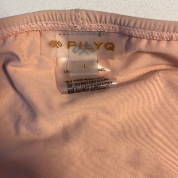 Pilyq Pink San V-Lace Bandeau top (D) and Pulyq Lace Fanned Bikini Bottom Sz L - Picture 9 of 10